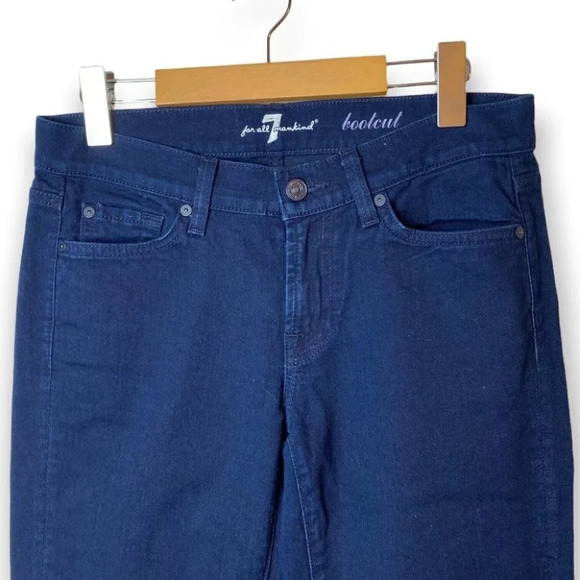 7 For All Mankind Navy Blue Bootcut Jeans with  Swarovski Crystal Pockets - Picture 3 of 10